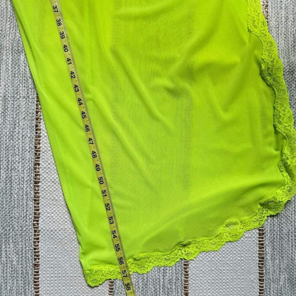 Skims Summer Mesh Lace Plunge Neon Green Highlighter Sleeveless Long Dress 2X - Picture 6 of 10
